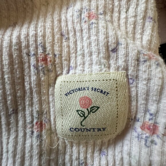 Vintage Victoria's Secret Pink Floral Thermal Henley Small - Picture 3 of 8